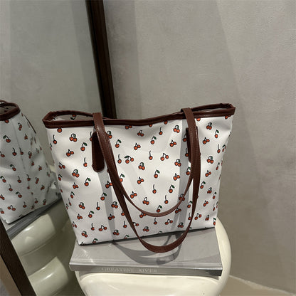 Trendige Kirschen-Print-Shoppertasche