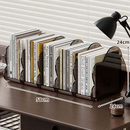Desktop Clear Acrylic Multi-Section Bookstand with Bamboo Base