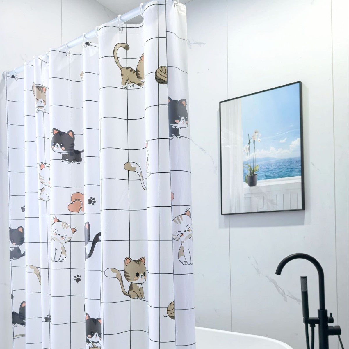 Elegante Blätterdruck Badezimmer Duschvorhang Brehn