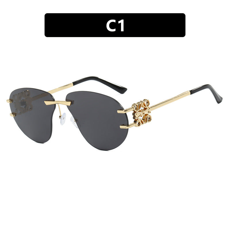 Damen modische Sonnenbrille im eleganten Aviator-Stil mit Kunststeindetails Brehn