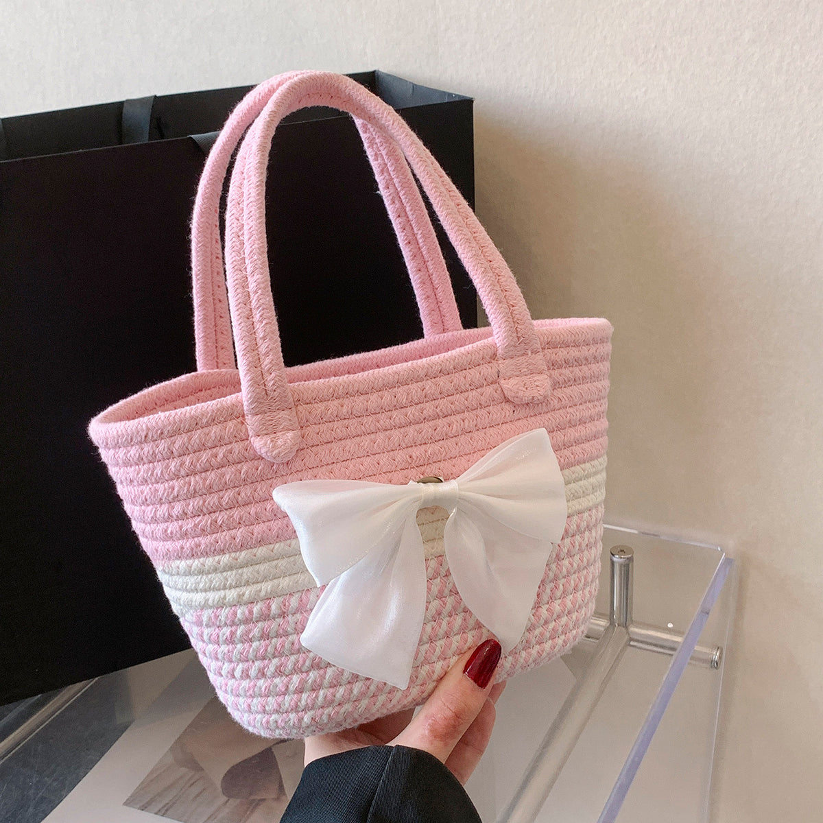 Handgefertigte Strohtote Tasche  1790617096