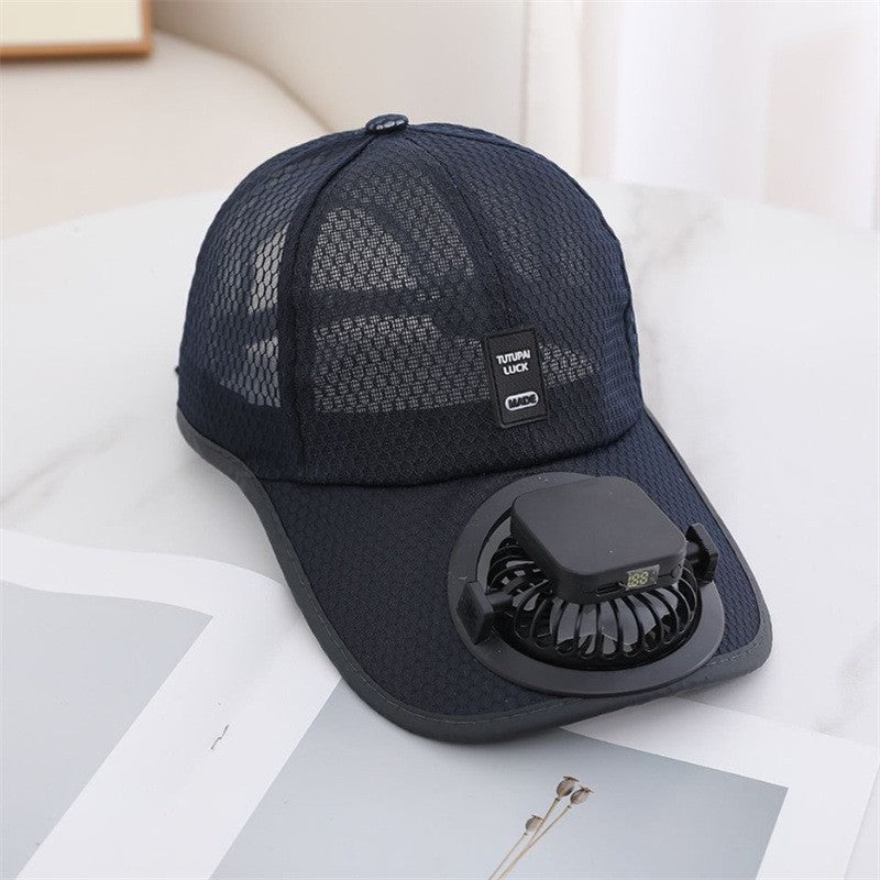Solarbetriebenes Fan-Cap mit integriertem Ventilator und atmungsaktivem Mesh Brehn