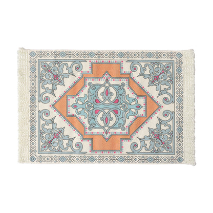 Rechteckiger Kurzflor‑Teppich im orientalischen Medaillon‑Design mit Fransen Brehn