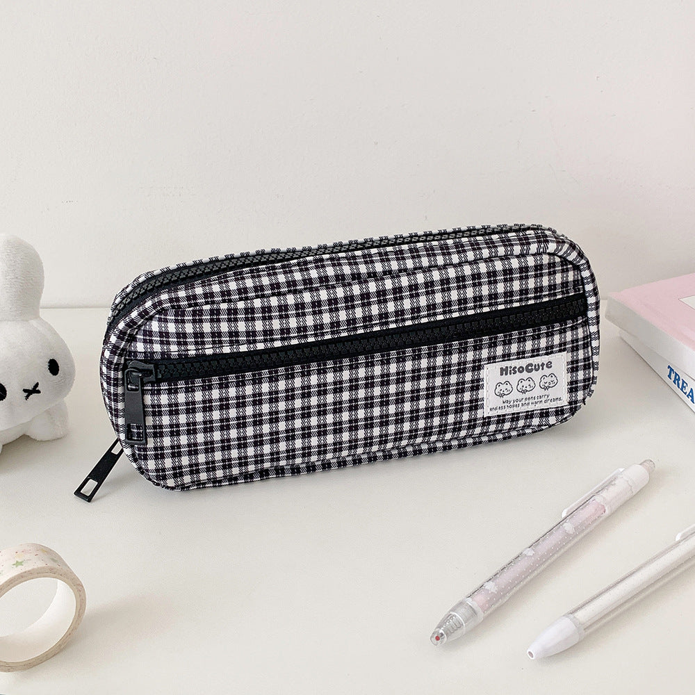 Stylische Gingham Karierten Stiftetui Brehn