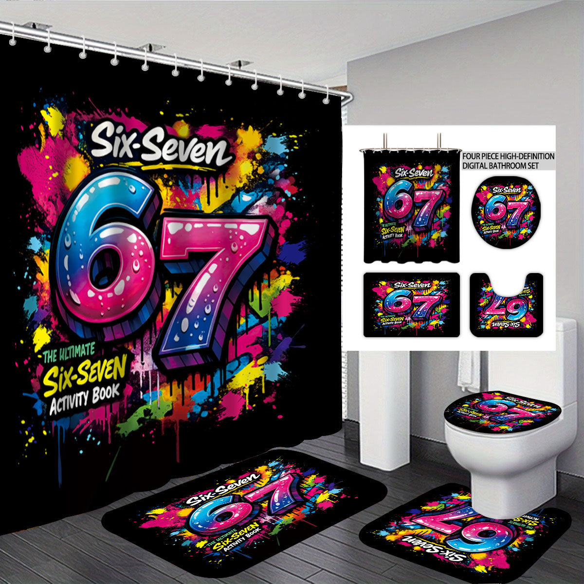 Digital Art-Themen Vier-Teiliges Badezimmer-Set Brehn