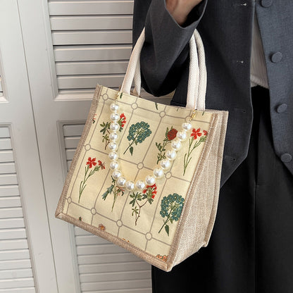 Bestickte Blumendruck-Tasche