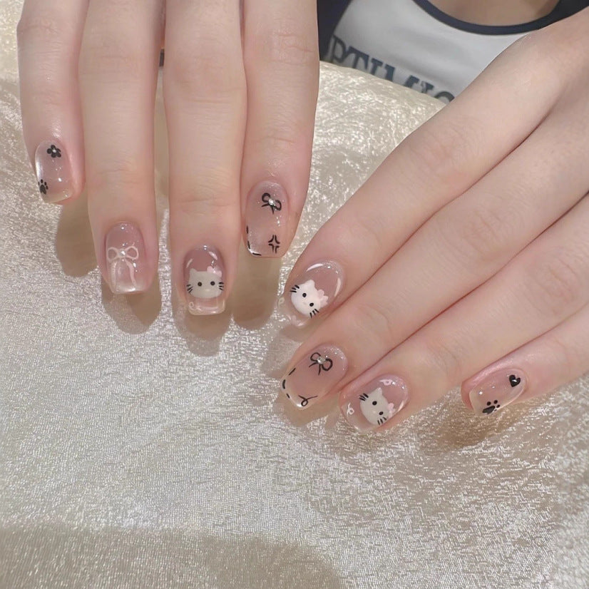 Süßes Hasen-Themen Press-On Nagelkunst Set Brehn