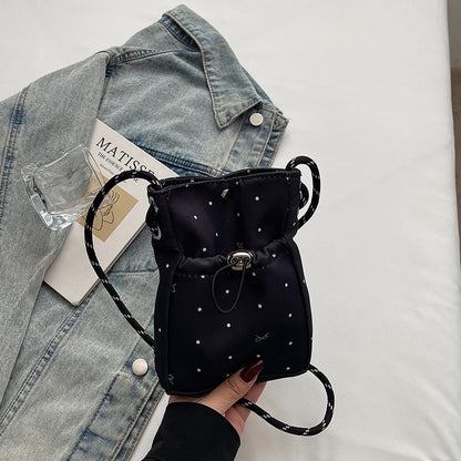 Lässige Kordelzug Mini Schultertasche