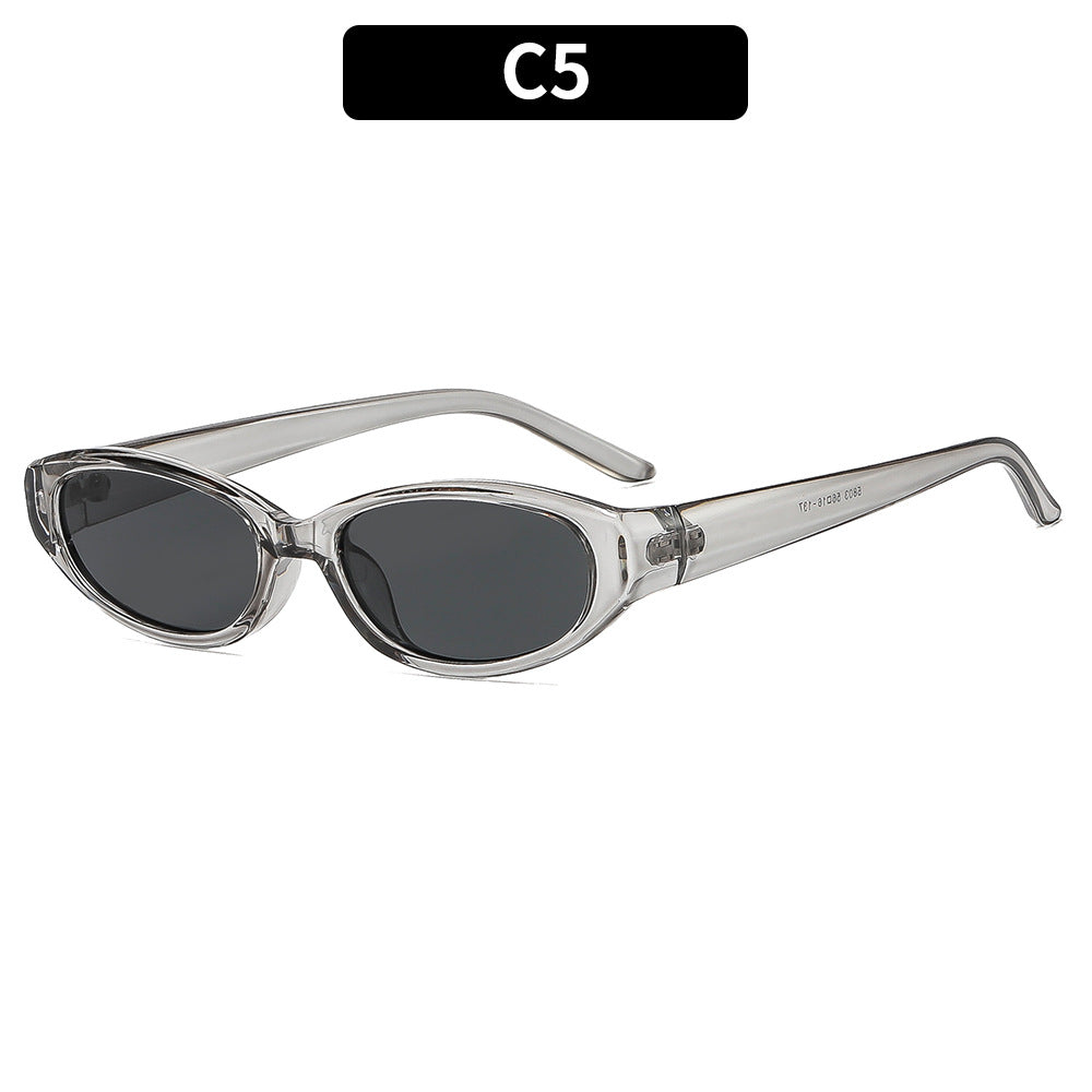 Retro-inspirierte schlanke ovale Fassungs-Sonnenbrille