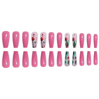 Floral Flamingo Druck-On-Nagelverlängerungen Brehn