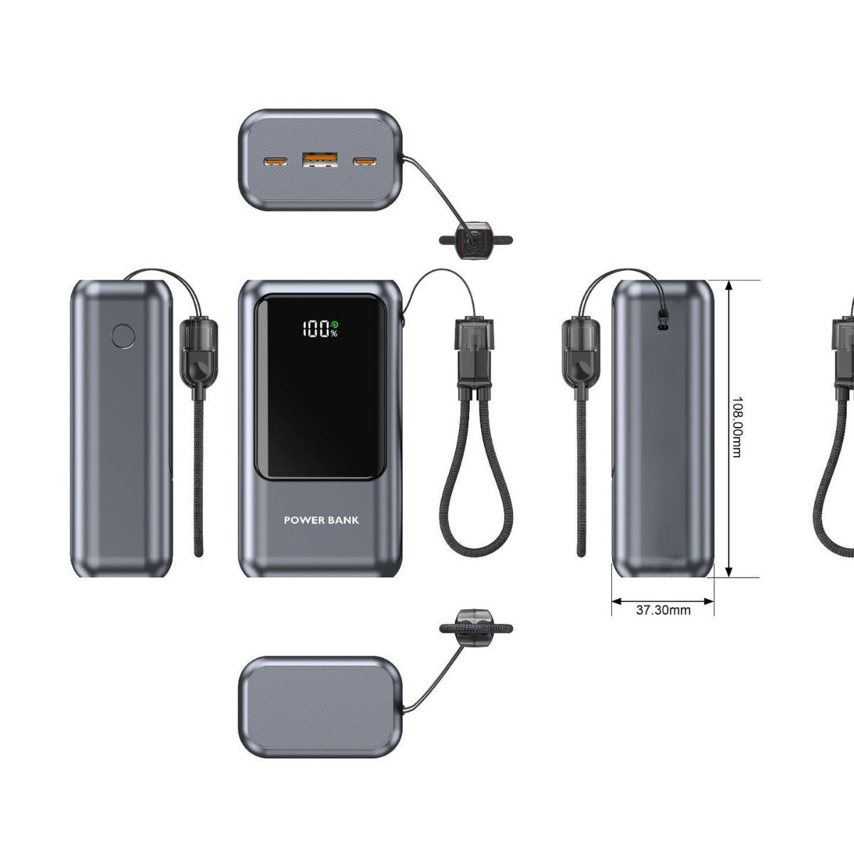 Tragbare Powerbank mit Digitaler Ladeanzeige und Kompaktem Design Brehn