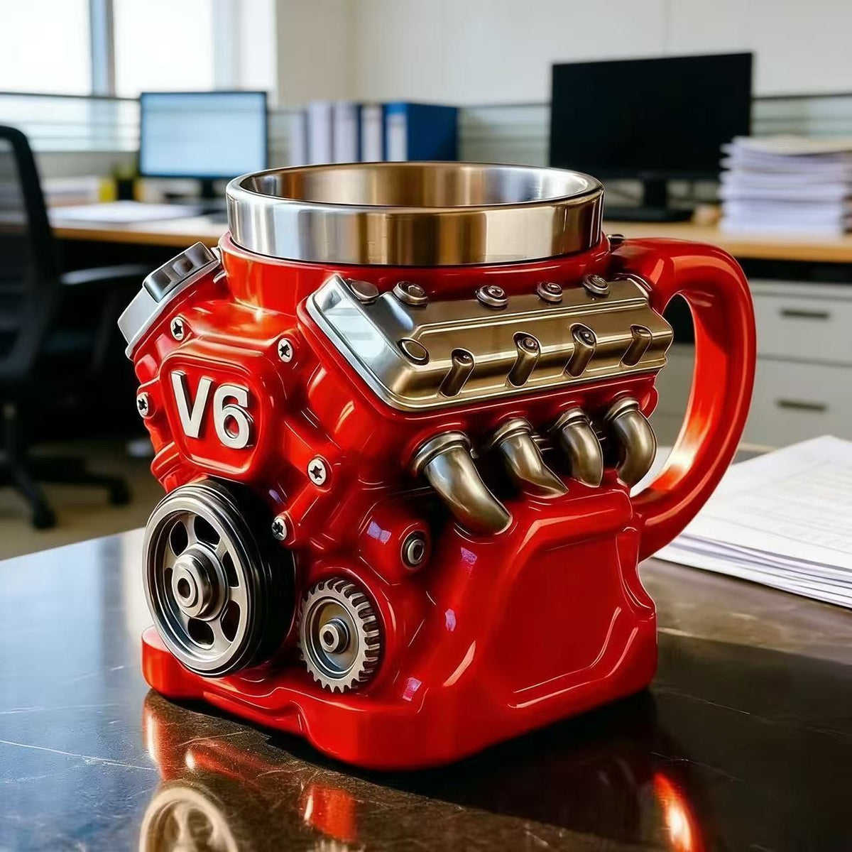 Tasse im V6 Motor Design Brehn