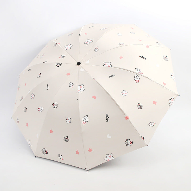 Damen Faltbarer Regenschirm mit verspieltem Dessertmotiv Brehn