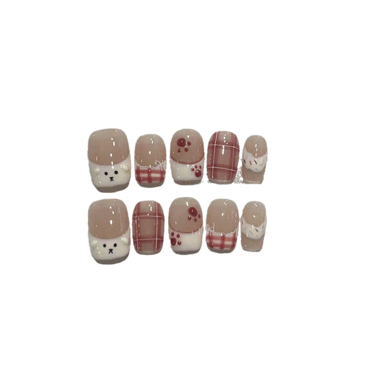 Niedliches Charakterdesign Press-On Nagelkunstset Brehn