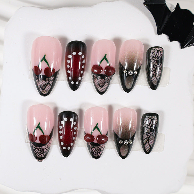 Kunstnagelset mit verspielten Frucht- und Blumendesigns Brehn