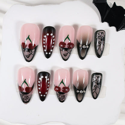 Kunstnagelset mit verspielten Frucht- und Blumendesigns Brehn