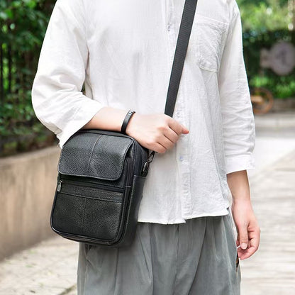 Texturierte Leder-Crossbody-Aktentasche