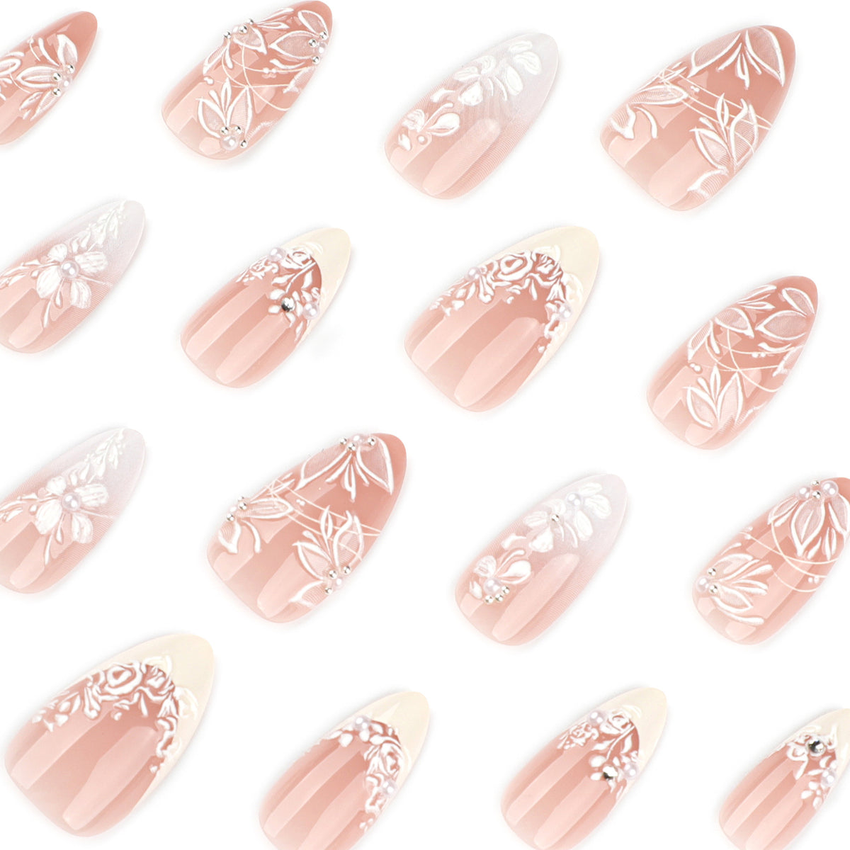 Premium Nagelkunst mit Blumendesign und glitzernden Akzenten Brehn