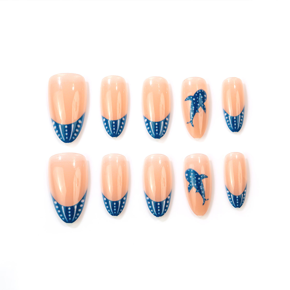 Künstlerisches Delfin-Themen Press-On Nagelkunst Set Brehn