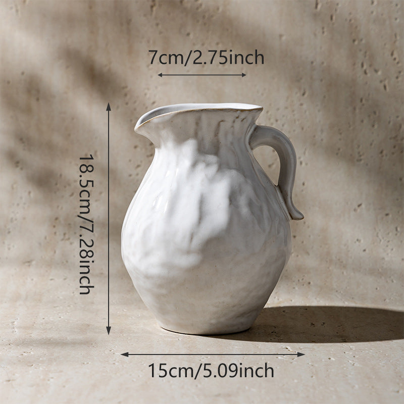 Handgefertigte Texturierte Keramikkanne Vase für Blumenarrangements