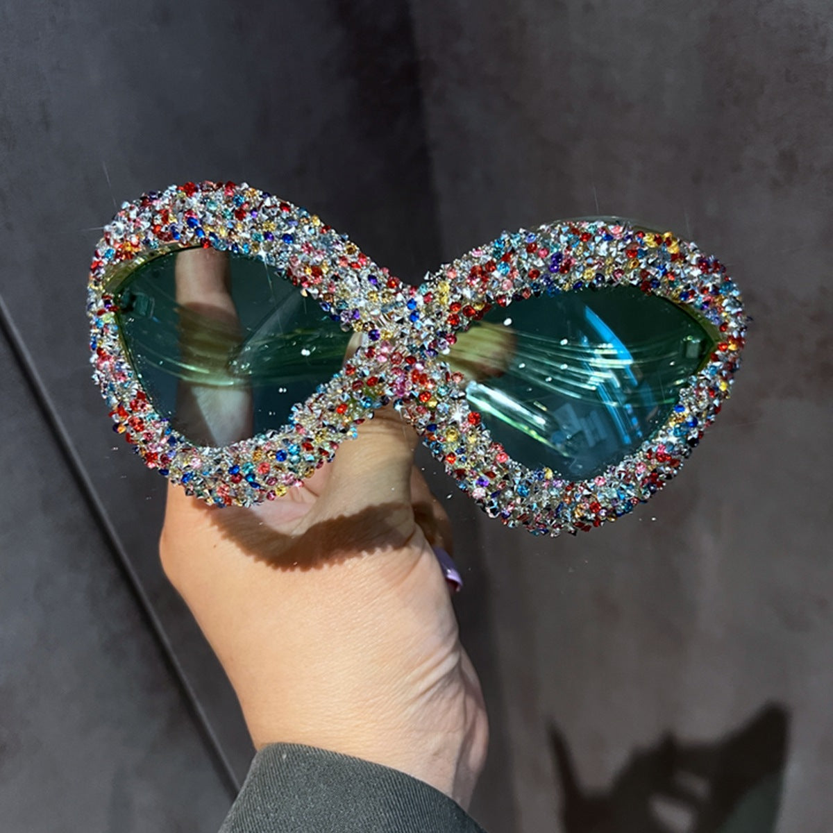 Damen extravagante Sonnenbrille mit funkelndem Kristallbesatz Brehn