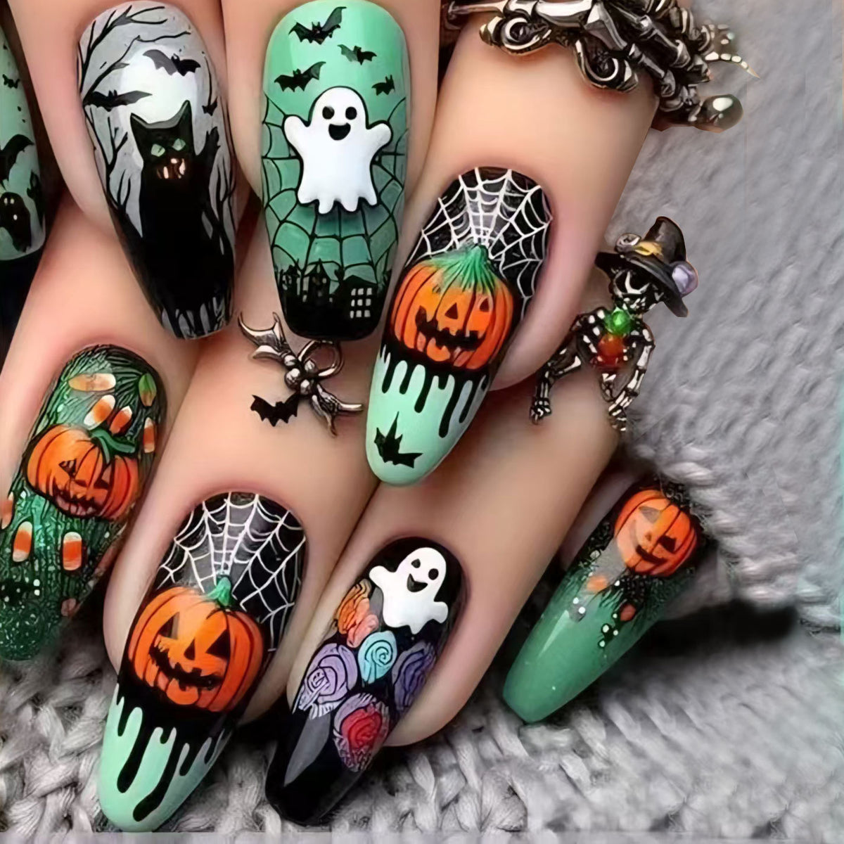 Halloween-Themen Press-On Nagelkunst Brehn