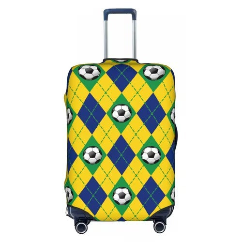 Unisex nan elastische Kofferschutzhülle mit Fußball-Argyle-Motiv, reißfestes Stretchcover für Trolley mit Griff- und Rollenöffnungen Brehn