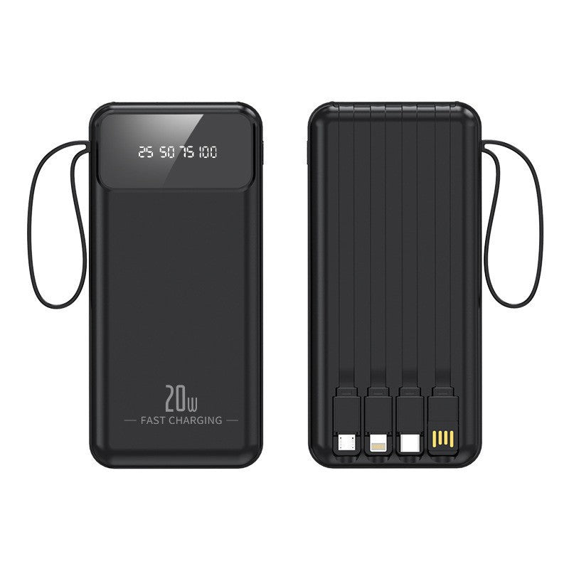 Powerbank mit multifunktionalen Ladekabeln und digitaler Ladeanzeige Brehn