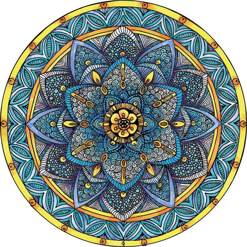 Kreisförmiger Vintage Blumenbereichsteppich Brehn
