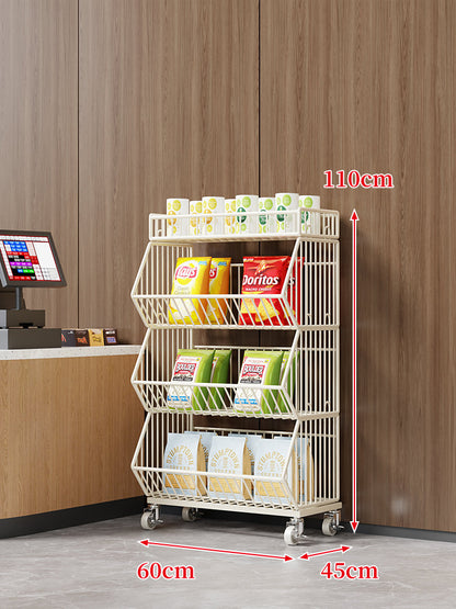 Drei-Stufiger Mobiler Drahtkorb-Organizer-Wagen