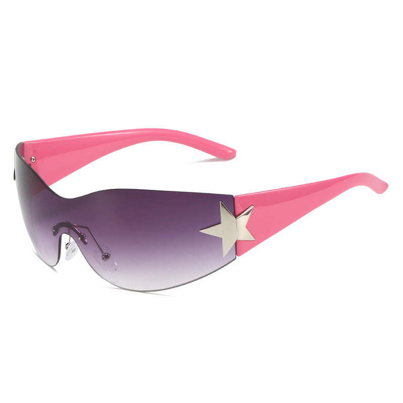 Modebewusste Shield-Sonnenbrille mit Sternakzent Brehn