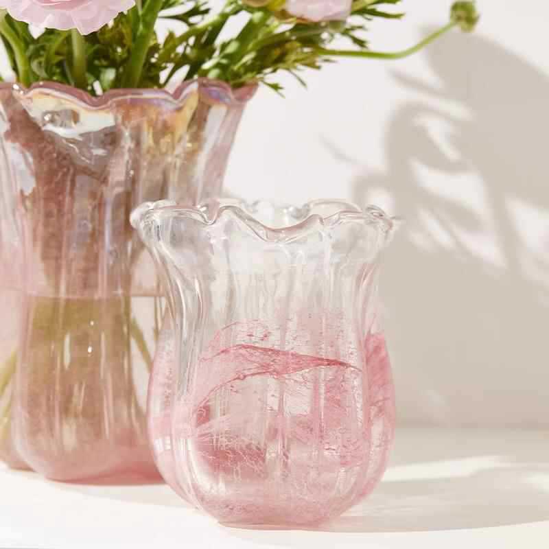 Handgeblasen Rüschentulpen Kunstglas Dekorative Vase Brehn