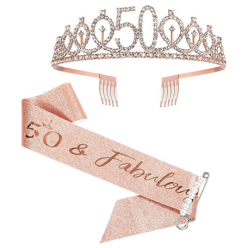 Damen Glitzernde Tiara mit personalisiertem 80. Geburtstagsschriftzug Brehn