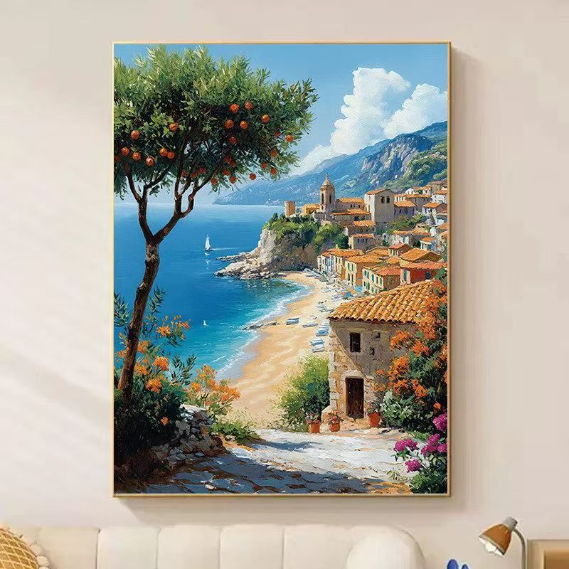 Küsten Dorf Malerei Leinwand Wandkunst Brehn