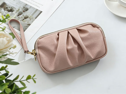 Strukturierte Leder Reißverschluss Clutch Geldbörse Brehn