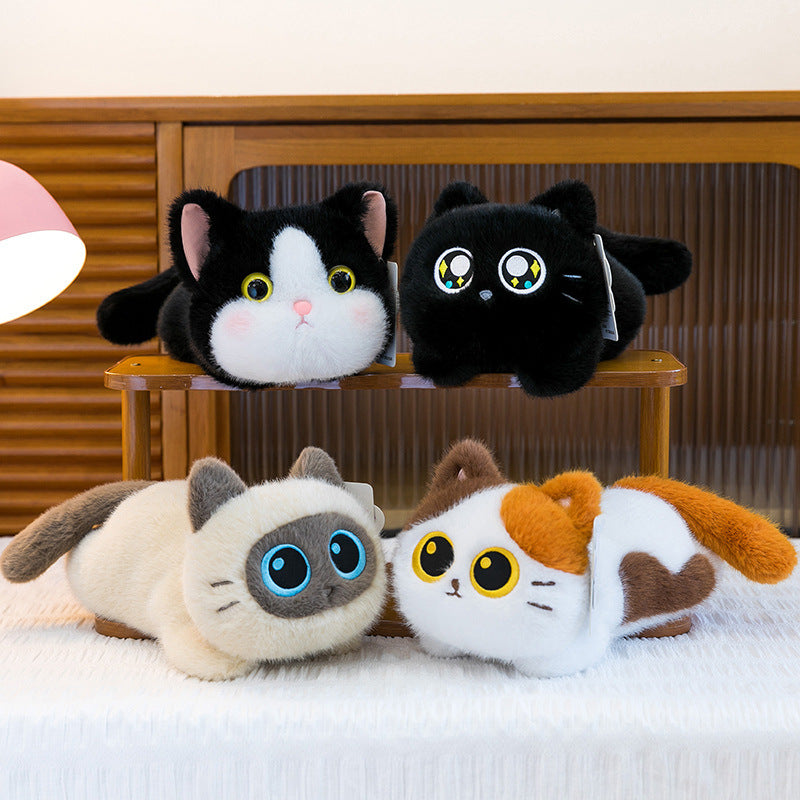Plüsch-Siamkatzen-Langen Bolster-Körperkissen mit gestickten Augen und ultra-weichem Kunstfell Brehn