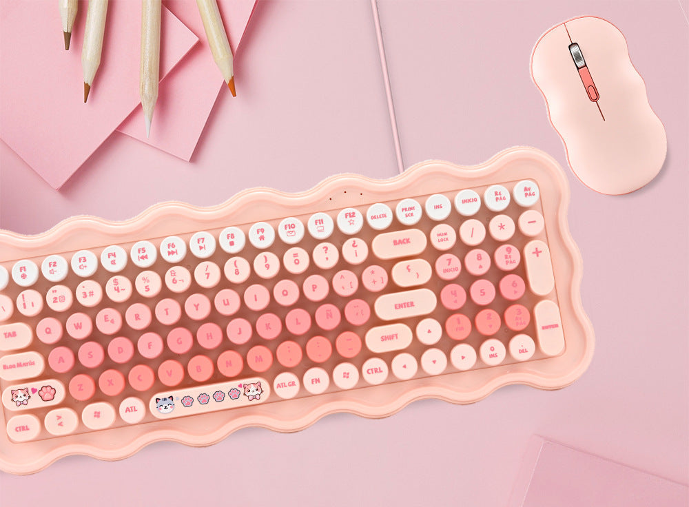 Süßes ästhetisches kabelloses Tastatur- und Maus-Set Brehn