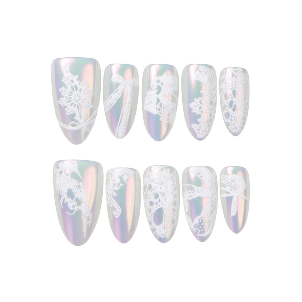 Elegantes Spitzen-Presse-On-Nagelkunst-Set Brehn