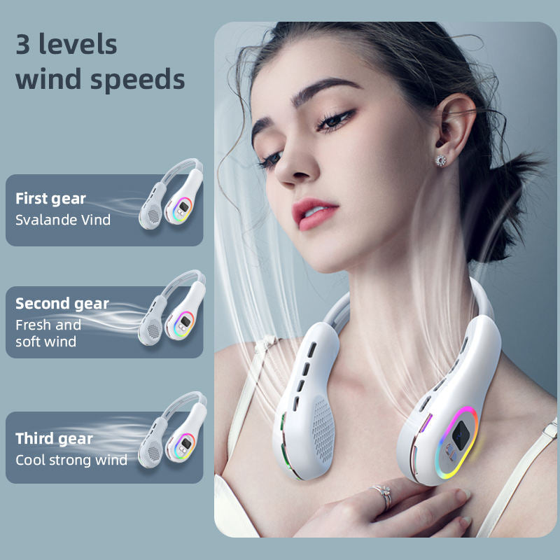 Unisex nan tragbarer Nackenventilator mit LCD-Display und leisem Brushless-Motor Brehn