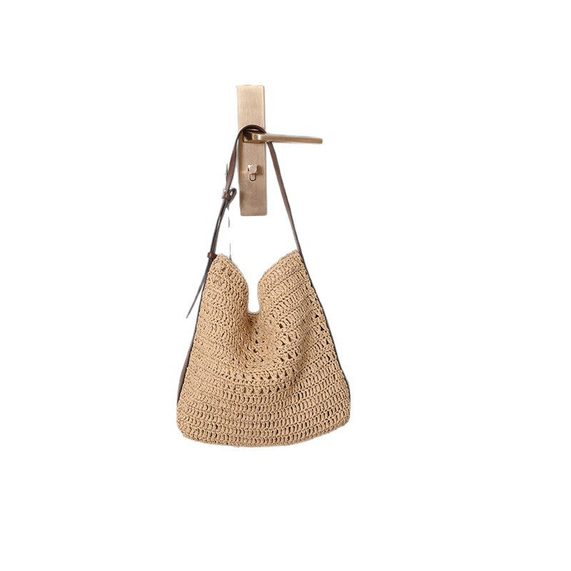 Damen Handtasche aus hochwertigem Makramee mit Lederakzent Brehn