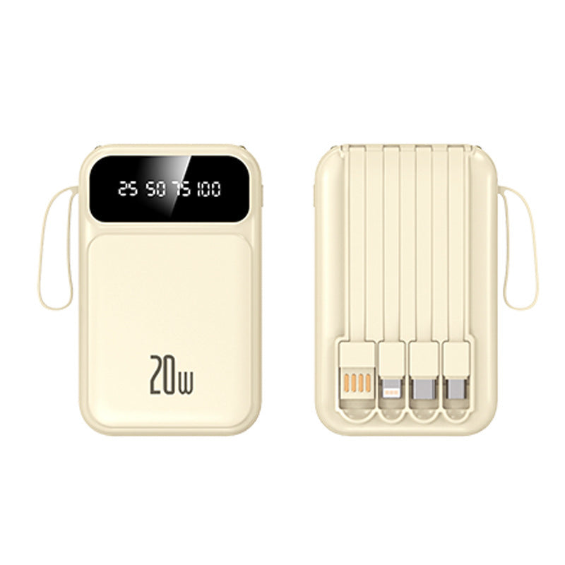 Tragbare Powerbank mit integriertem multifunktionalen Ladekabel und digitaler Anzeige Brehn