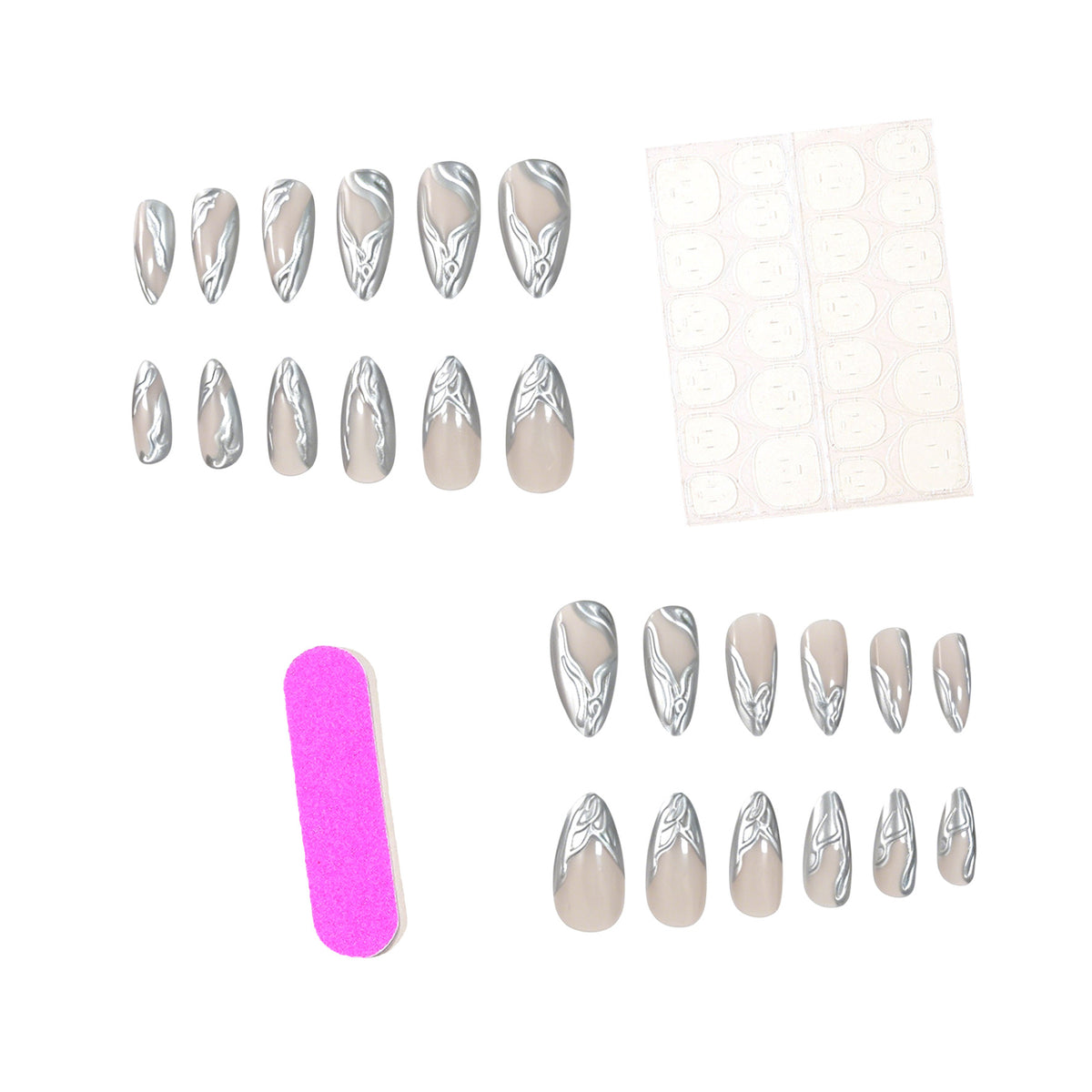 Elegante metallische Marmor Press-On Nagelkunst Brehn