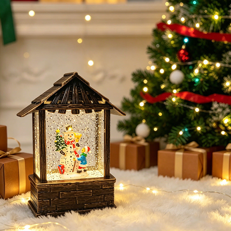 Weihnachtslaterne mit Schneekugel und LED-Beleuchtung Brehn