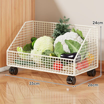 Rollwagen aus Mesh mit Holzgriffen