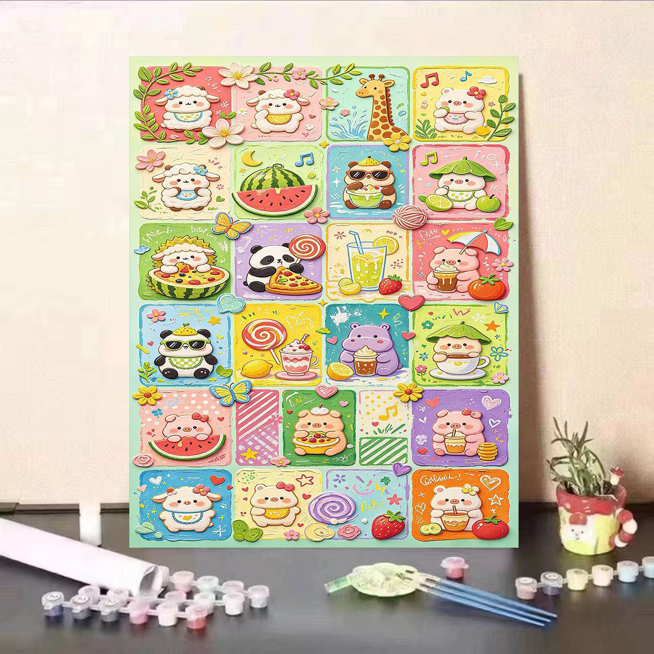 Buntes tierisches DIY Malen nach Zahlen Set Brehn