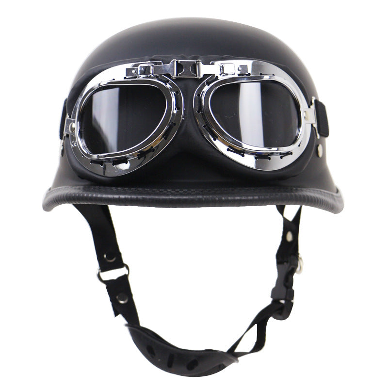 Vintage-Motorradhelm mit schützenden Goggles Brehn