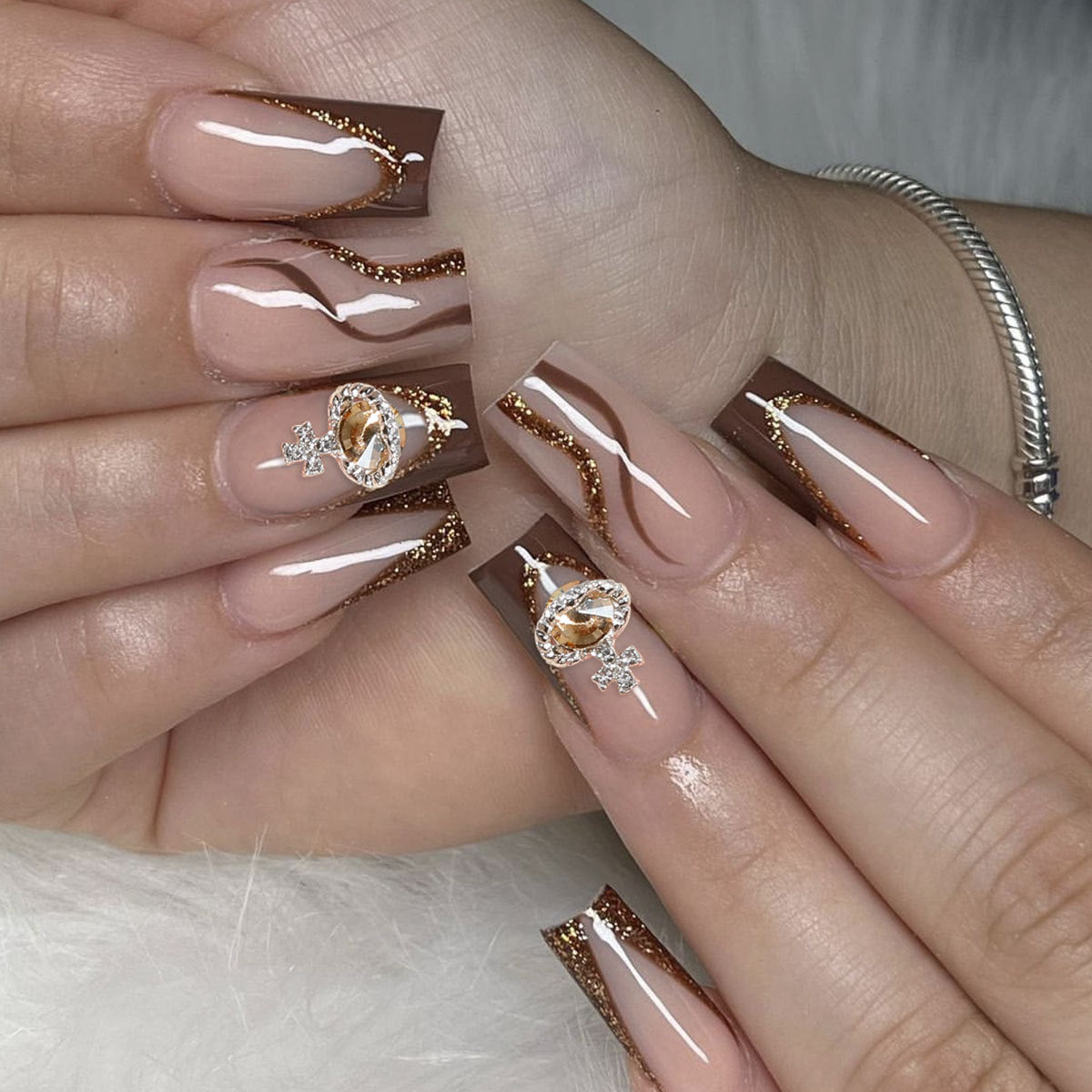 Luxuriöse Glamouröse Nagelkunstverlängerungen Brehn