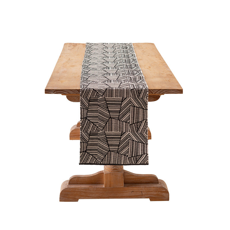 Moderner Baumwoll-Tischläufer mit geometrischem Linien-Jacquard Brehn