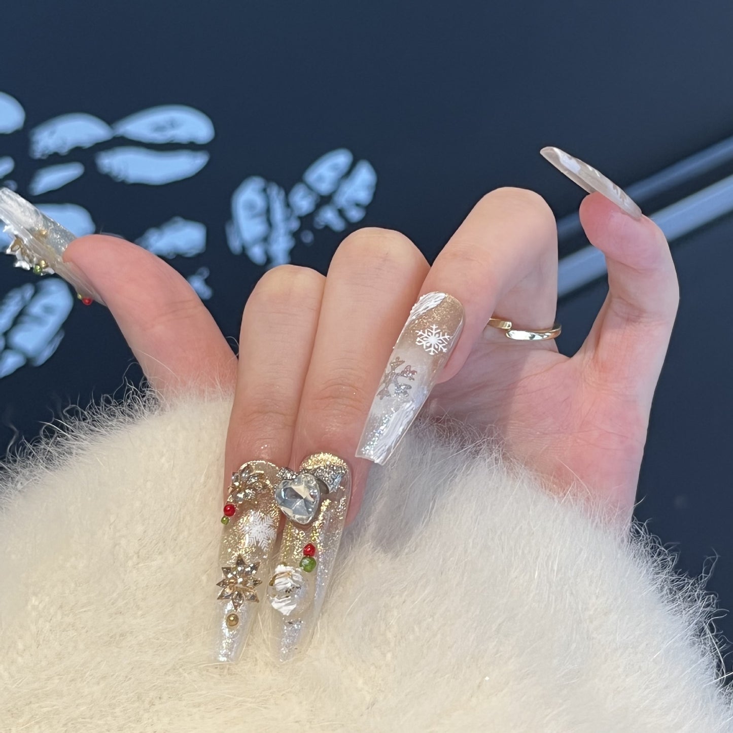 Festliche Glamour Stiletto Press-On Nagelkunst Set Brehn