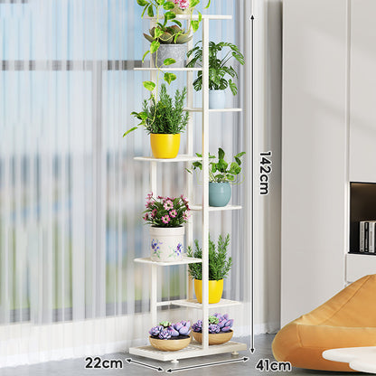 Indoor Mehrstufiger Vertikaler Pflanzenständer mit Lattenboden und gestuften Regalen